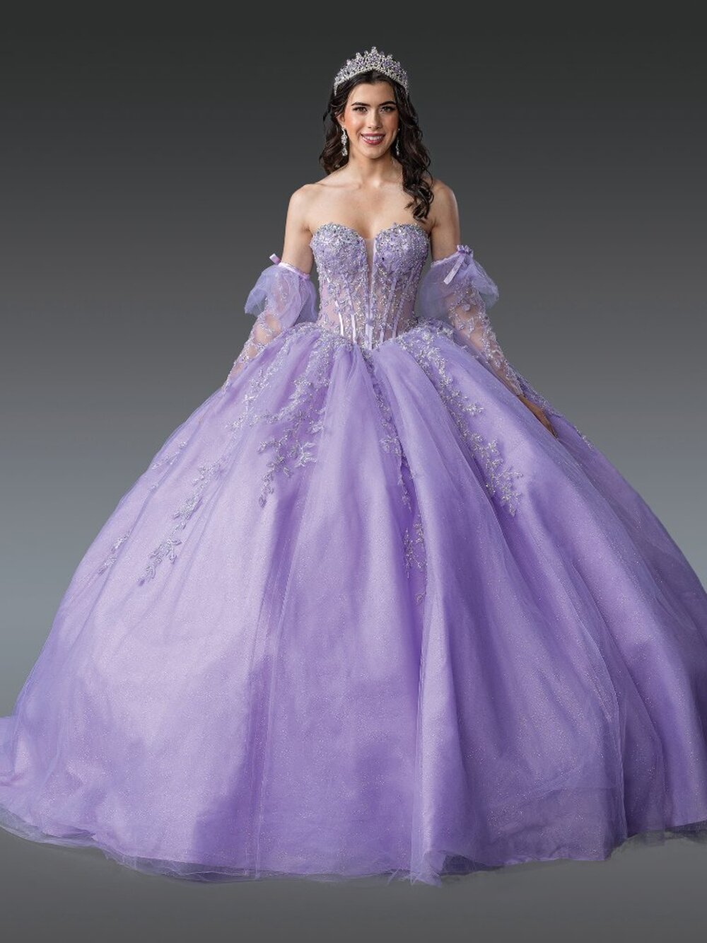 NEW LILAC Tulle & Embroidered Quinceanera Ball Gown Floor Length 1910